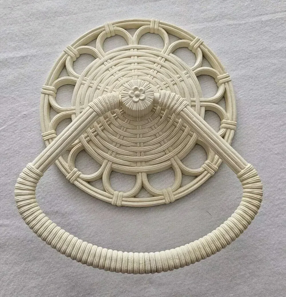 Vintage Homco Wall Towel Holder Faux Rattan Wicker 60's